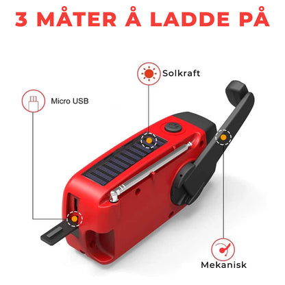 Noodradio met Handcrank en Zonnepanelen Powerbank