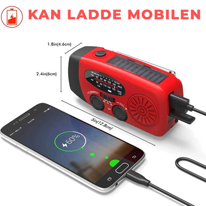 Noodradio met Handcrank en Zonnepanelen Powerbank
