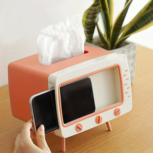 Retro Tissue Doos met Telefoonhouder - Multifunctioneel voor Thuis en Kantoor - Velinix