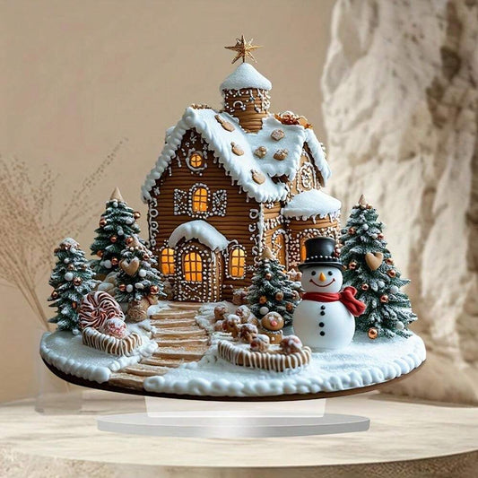 Kersttafeldecoratie Peperkoekhuis met Lichtjes - Velinix