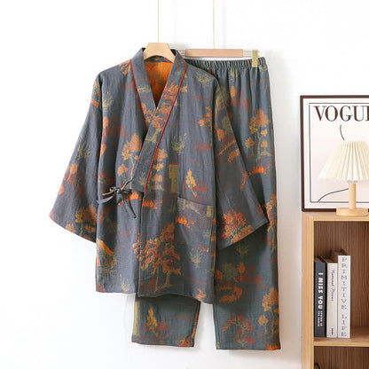 Katoenen Pyjama Set Neutrale Kleuren Zacht en Comfortabel