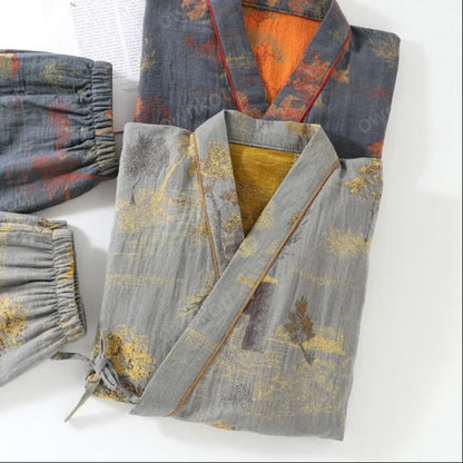 Katoenen Pyjama Set Neutrale Kleuren Zacht en Comfortabel