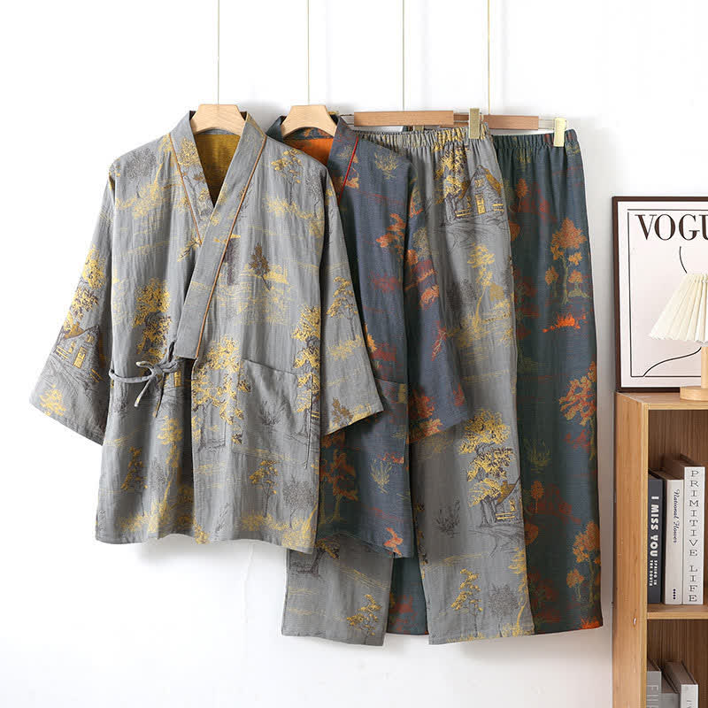 Katoenen Pyjama Set Neutrale Kleuren Zacht en Comfortabel - Velinix