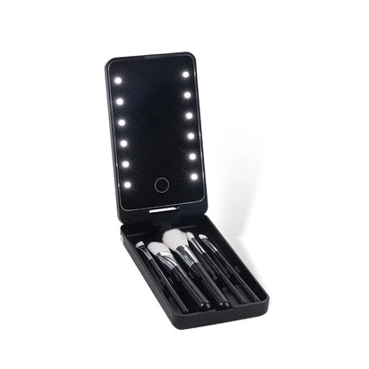 Make-up Set met LED Spiegel en Geboortebloem Kwasten