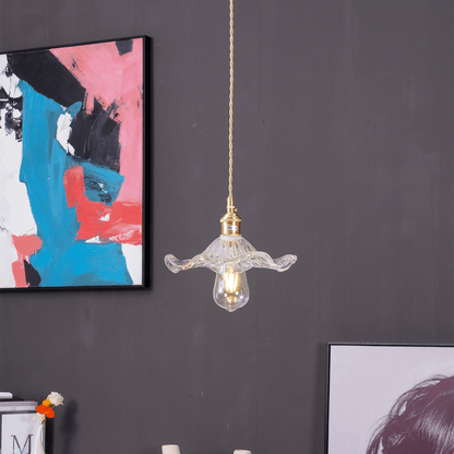 Hibiscus Hanglamp Glas en Messing Verstelbaar E27