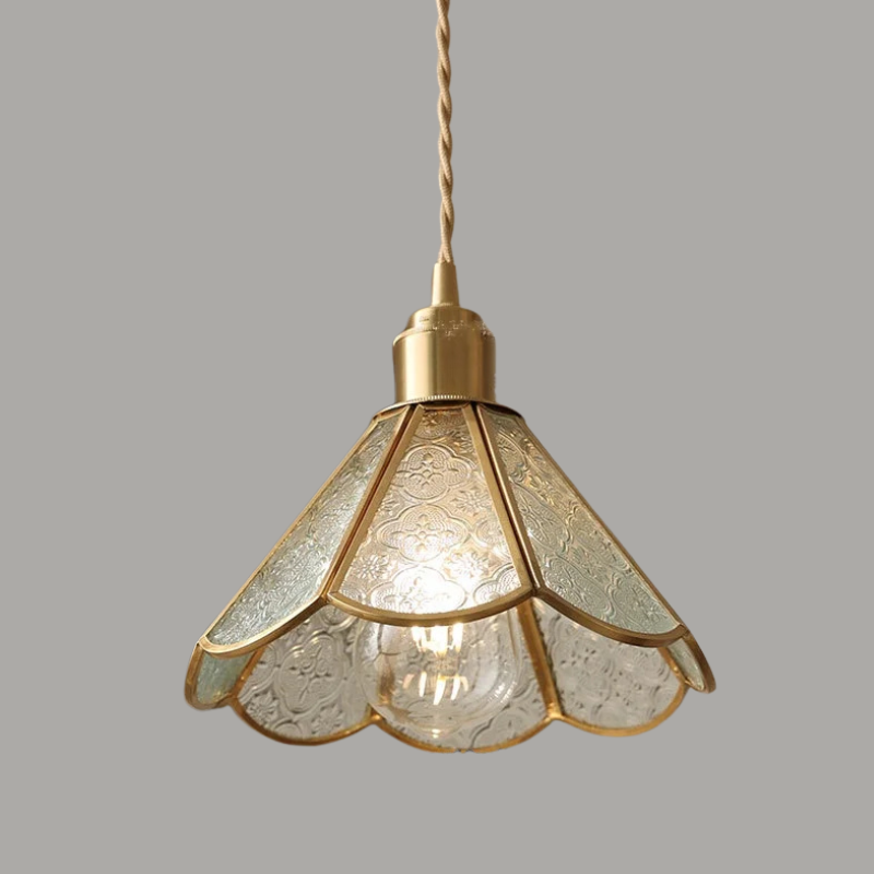 Elegante Hanglamp van Walnoothout en Glas