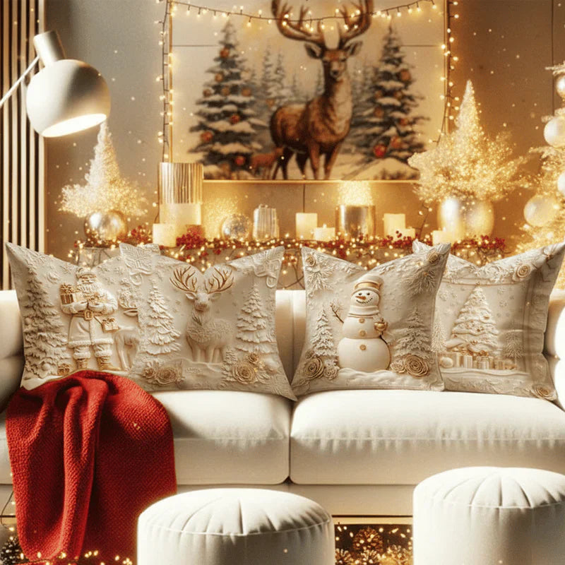 Kerst Decoratieve Hoezen Set van 4 Stuks 3D Design - Velinix