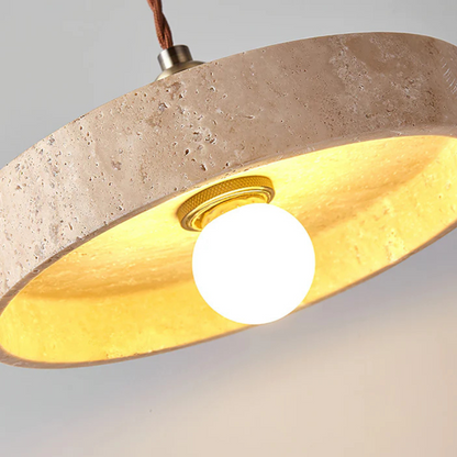Gele Travertijn Hanglamp met Gouden Details