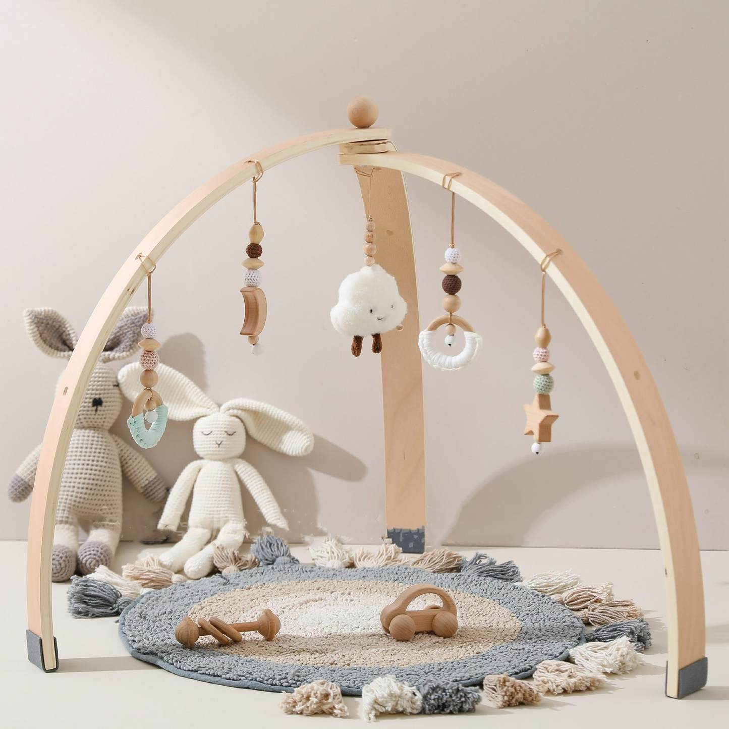 Baby Activiteitenboog Houten met Hangspeelgoed voor Peuters