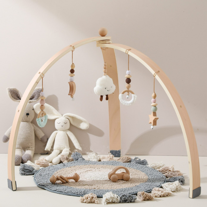 Baby Activiteitenboog Houten met Hangspeelgoed voor Peuters