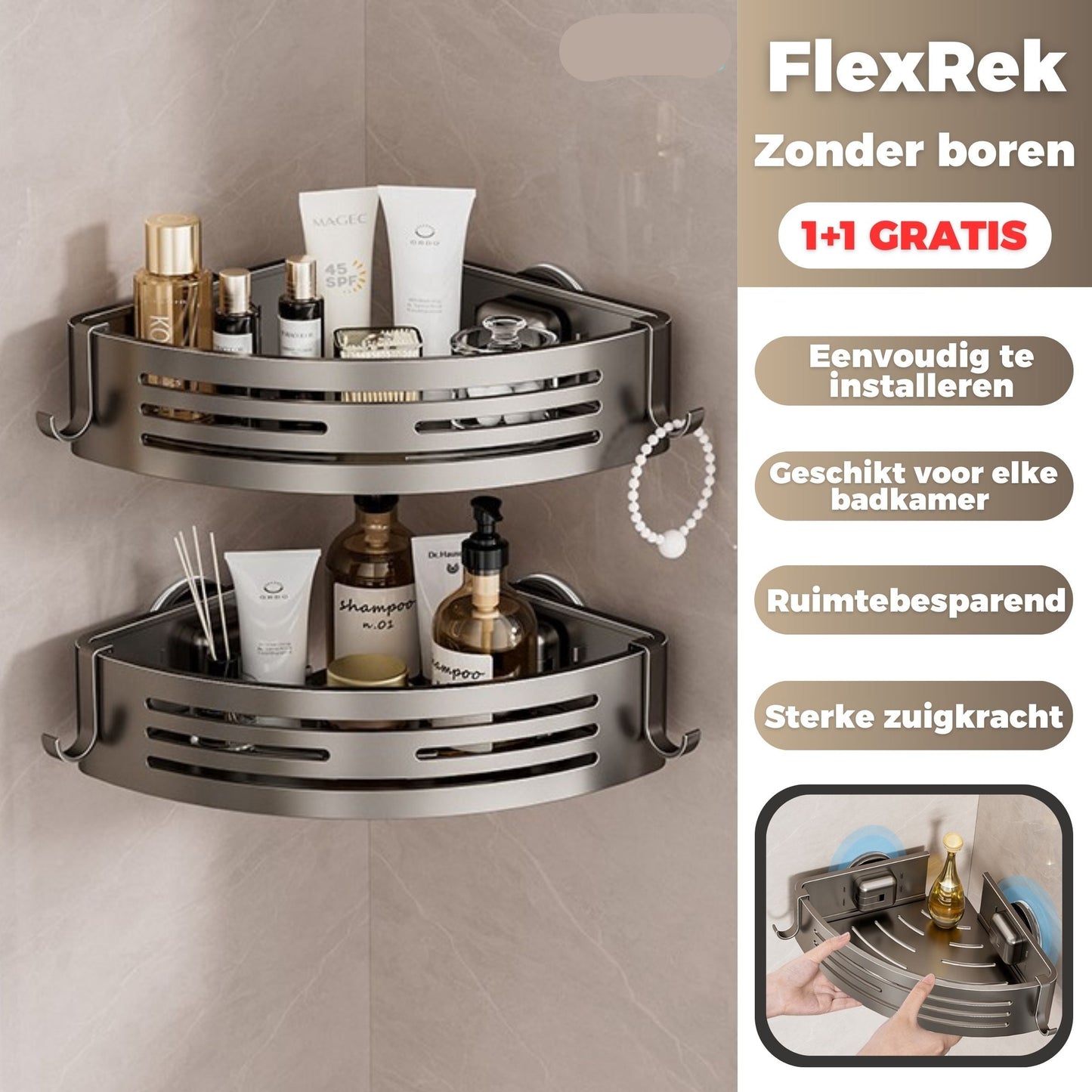 LuxaShelf - Elegante Muurkast zonder Boorgaten