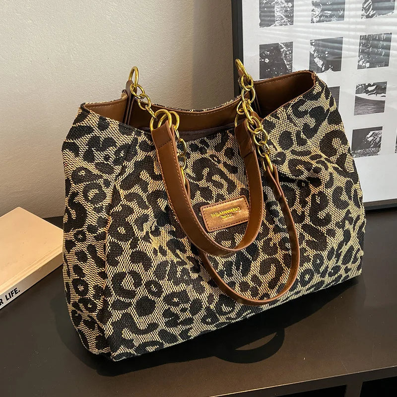 Dames Handtas Faux Leer Luipaardprint Een Maat