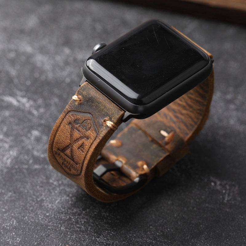 Leren Apple Watch Band Handgemaakt Vintage Stijl - Velinix