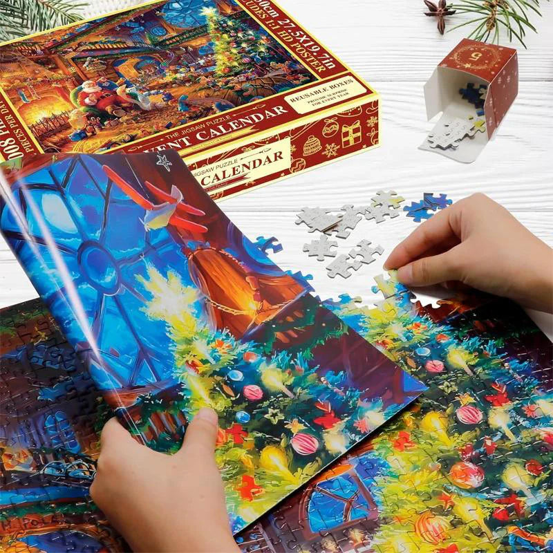 Kerst Puzzel 24 Dagen Aftelkalender Box