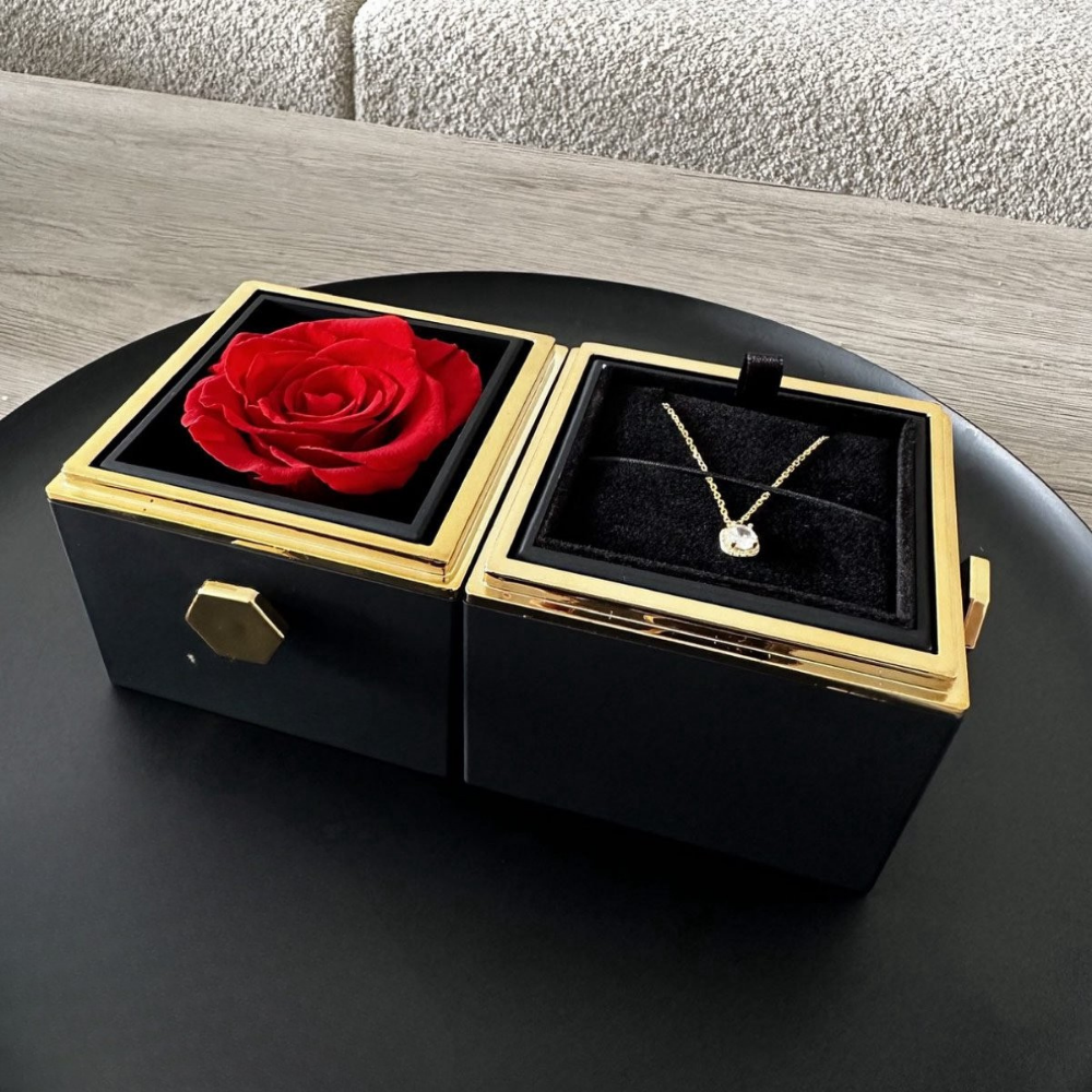 Valentijnsdag Sieradendoos met Eeuwige Roos Ketting