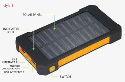 Draagbare PowerBank Zonnelader Waterdicht Solar