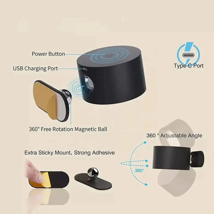 Wandlamp 360° Draadloos USB Oplaadbaar Dimbaar