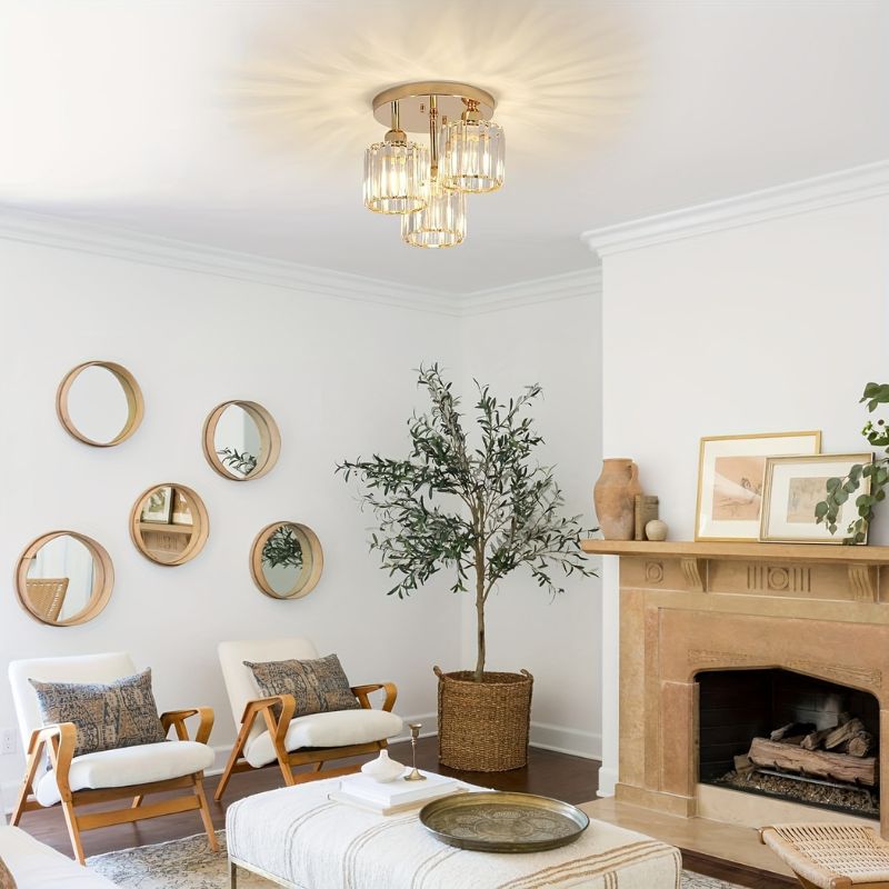 Kristallen Plafondlamp Glazen Kap Luxe Design