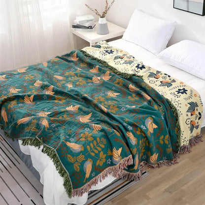 Omkeerbare Deken Scandinavisch Design met Vogelprint - Velinix
