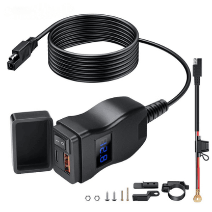 Dual USB Oplader Motorfiets Waterdicht voor Zadel of Stuur