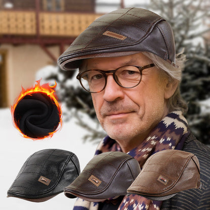 Leren Baret Pluche Warme Winter Accessoire