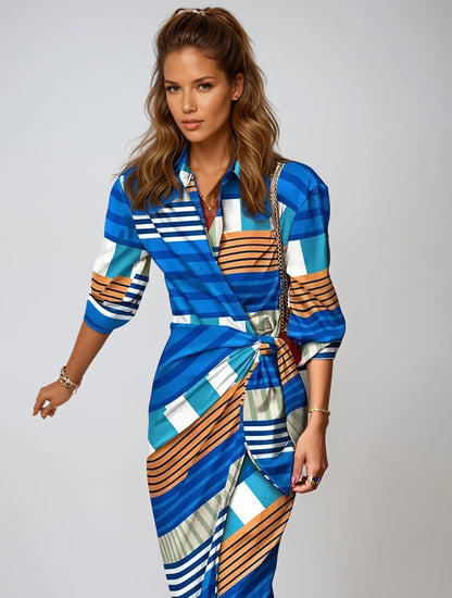 Mabel – Gestreepte Wikkeljurk Voor Dames - Levendig & Chic