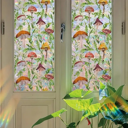 Prismatische Bloemen Raamfolie Zelfklevend Zonneblokkering voor Thuis en Kantoor