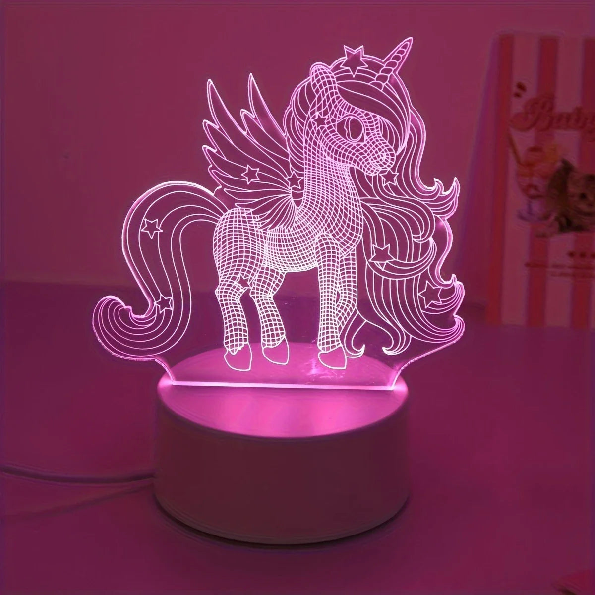 Eenhoorn Nachtlampje USB Roze Kindervriendelijk Tafellampje