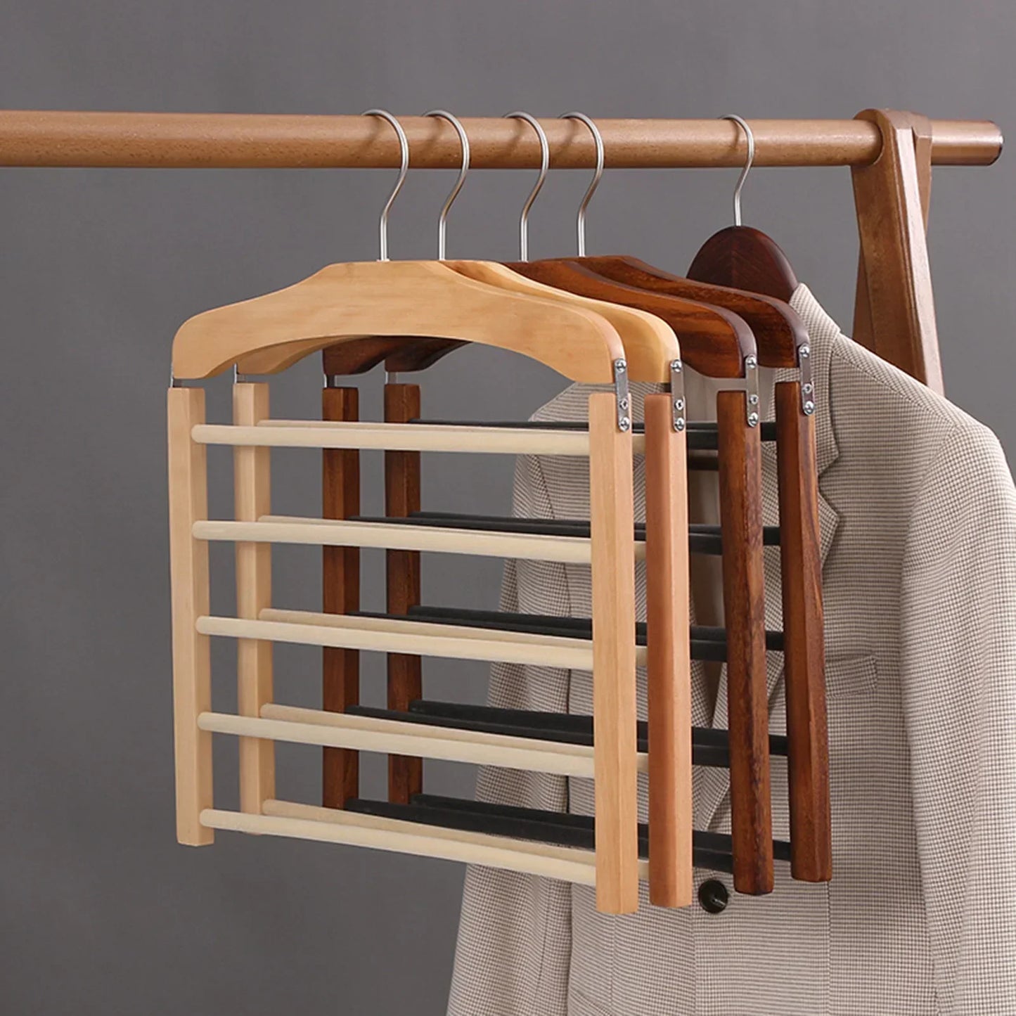 Houten Kledinghanger Multifunctioneel voor Broeken en Jas