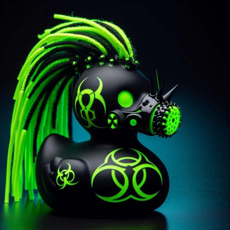 Cyberpunk Eend Ornament Donker Futuristisch Design