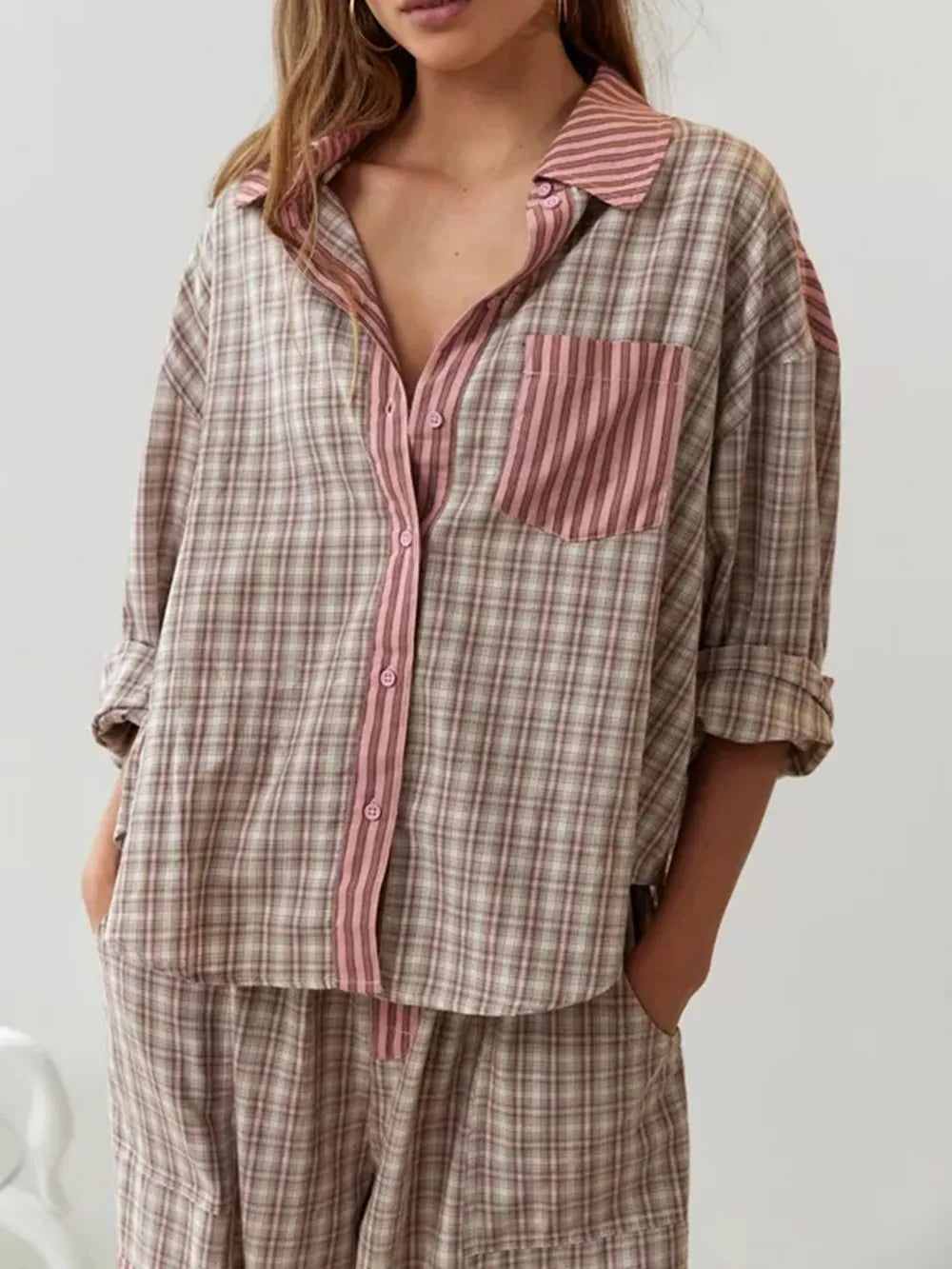 Zachte Katoenen Pyjama Set voor Vrouw Tweedelig Comfortabel