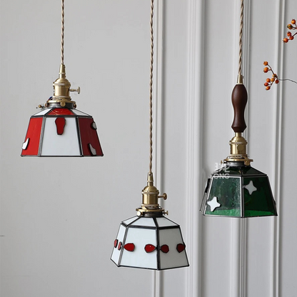 Elegante Hanglamp van Walnoothout en Glas