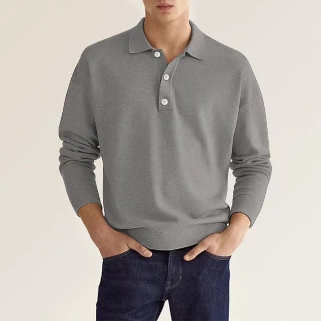 Mannen Poloshirt Lange Mouw Klassiek Stijlvol