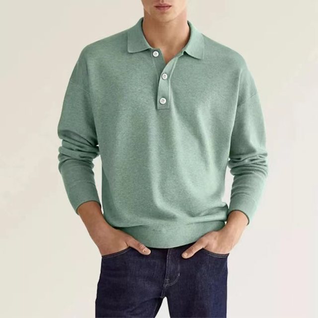 Mannen Poloshirt Lange Mouw Klassiek Stijlvol
