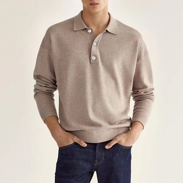 Mannen Poloshirt Lange Mouw Klassiek Stijlvol - Velinix
