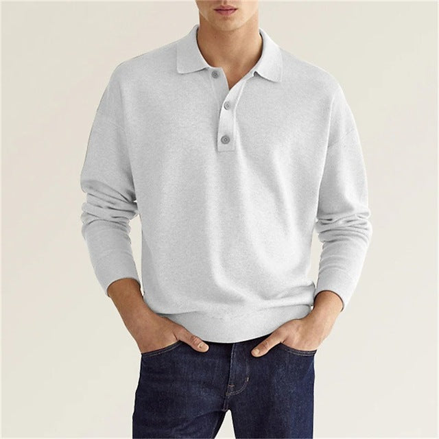 Mannen Poloshirt Lange Mouw Klassiek Stijlvol