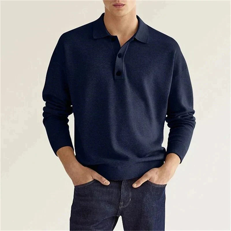 Mannen Poloshirt Lange Mouw Klassiek Stijlvol