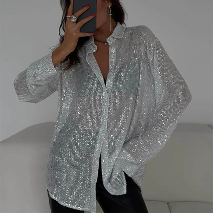 Glitter Bloes Lange Mouw Feestelijke Speciale Gelegenheden - Velinix