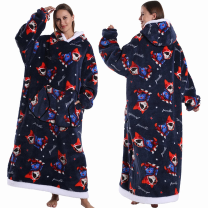 Oversized Flanel Deken Hoodie Warm en Zachte Draagdeken