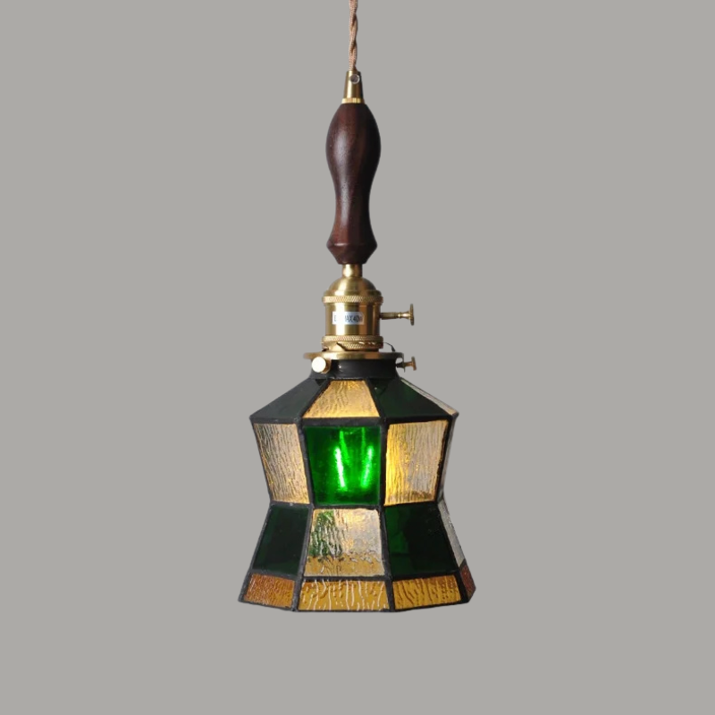 Elegante Hanglamp van Walnoothout en Glas