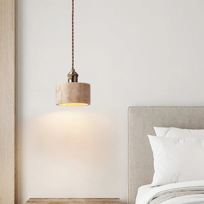 Gele Travertijn Hanglamp met Gouden Details