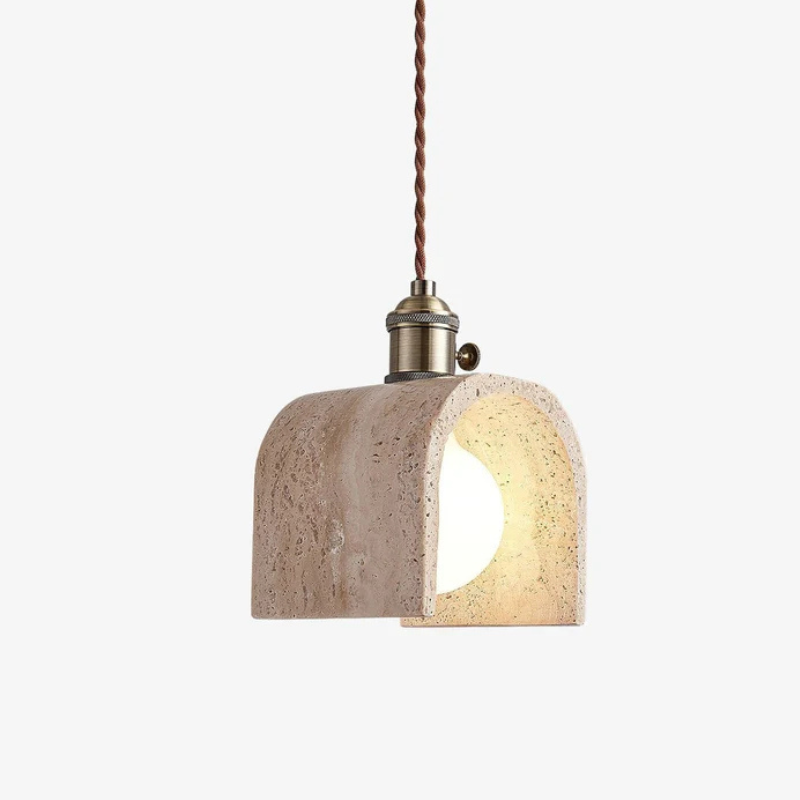 Gele Travertijn Hanglamp met Gouden Details