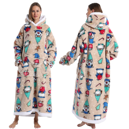 Oversized Flanel Deken Hoodie Warm en Zachte Draagdeken