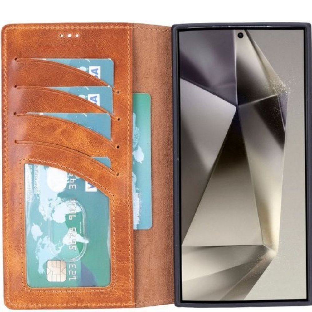 Telefoonhoesje Leer met Pasjeshouder en Kickstand