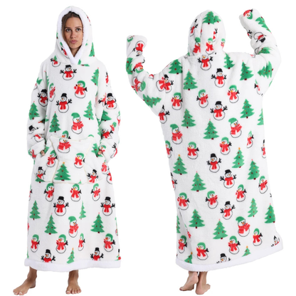 Oversized Flanel Deken Hoodie Warm en Zachte Draagdeken