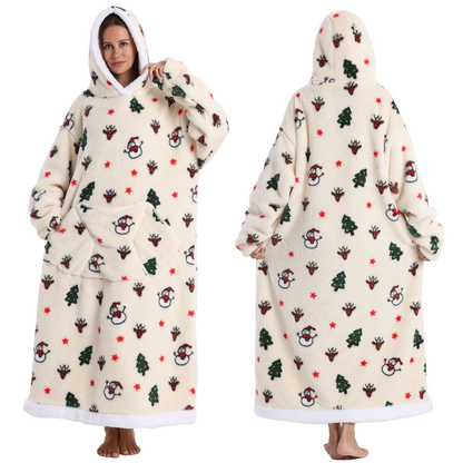 Oversized Flanel Deken Hoodie Warm en Zachte Draagdeken