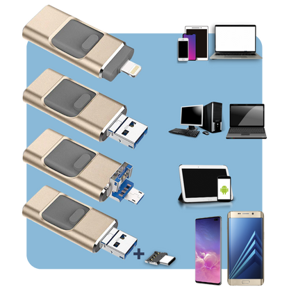 USB-Flashdrive 4 in 1 Met USB-C en OTG
