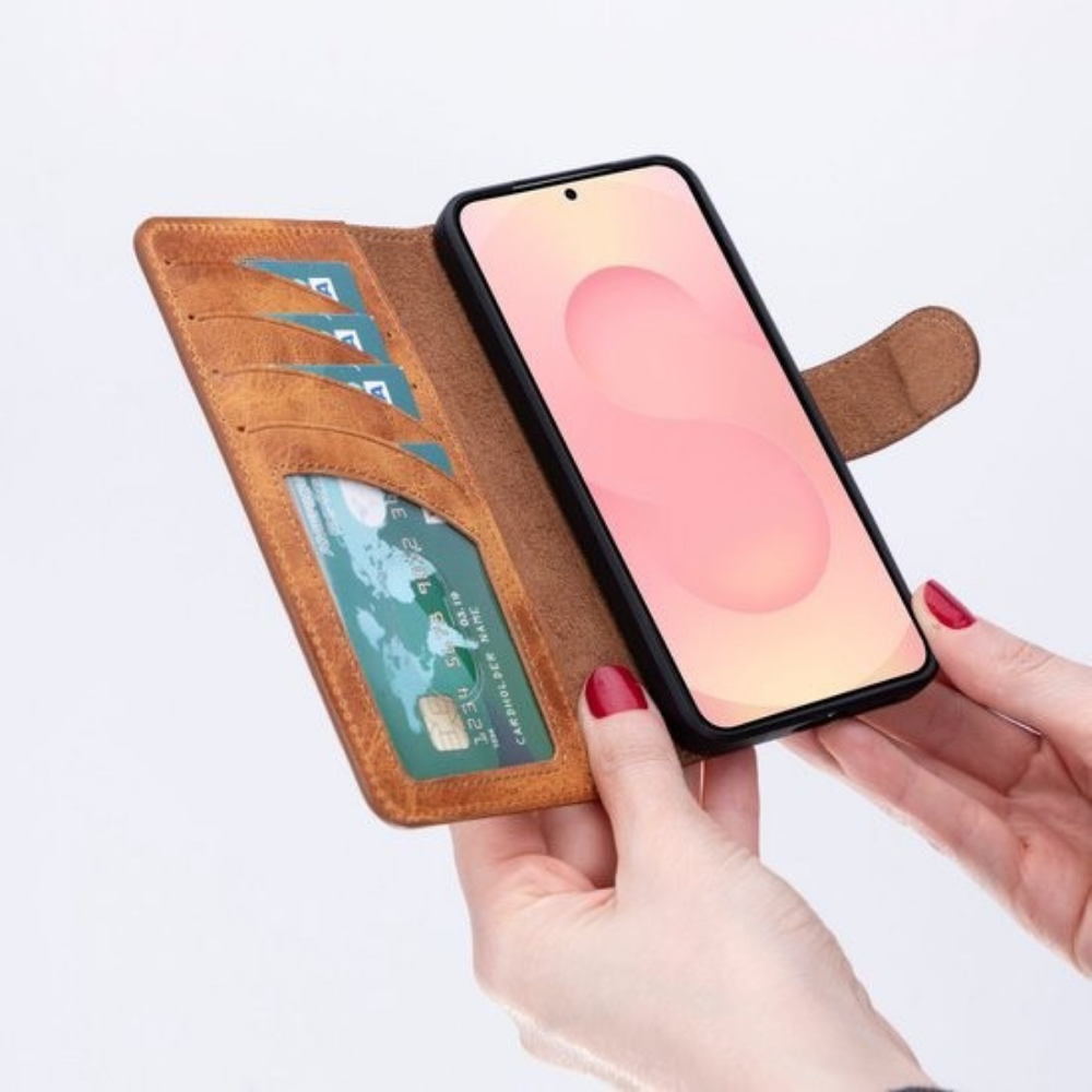 Telefoonhoesje Leer met Pasjeshouder en Kickstand