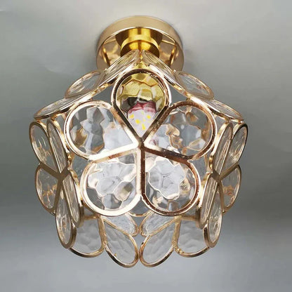 Elegante Glazen Plafondlamp met Bloemenpatroon
