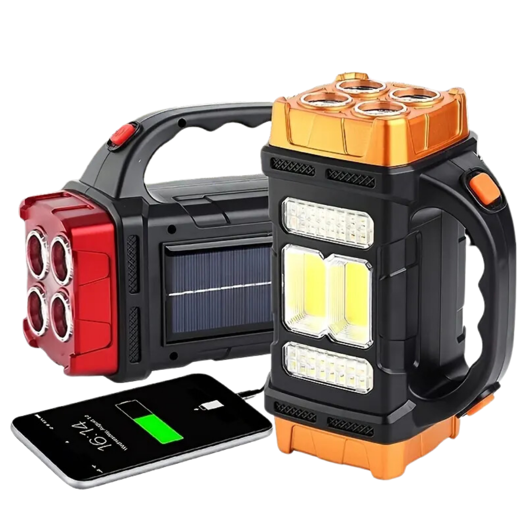 Nood Zaklamp 4-in-1 met Powerbank en Zonnepanelen
